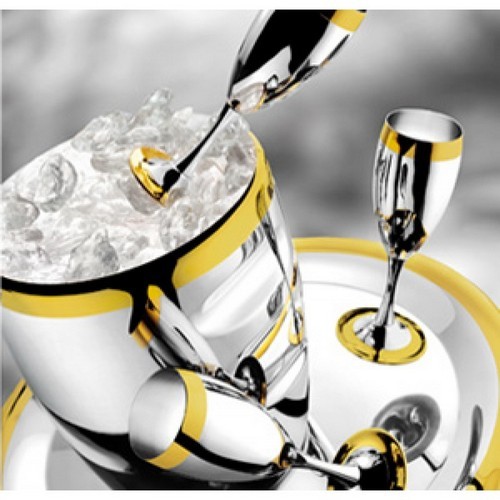 Комплект для шампанского «Ла Перле» с золотым декором